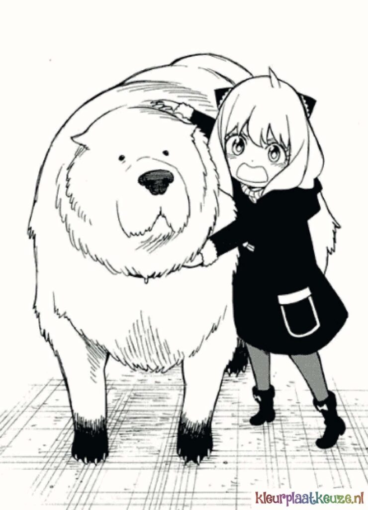 Anya en hond spy x kleurplaat