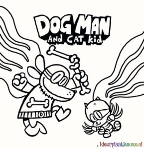 Dog Man en Cat Kid kleurplaat