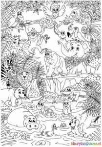 Kleurplaat jungle dieren 2