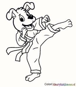 hond en karate kleurplaat