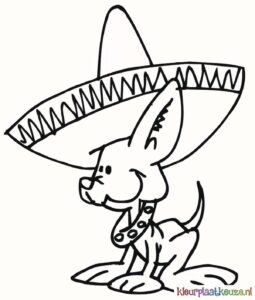 hond met sombrero kleurplaat