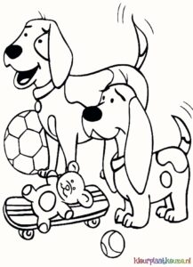 hond met speelgoed kleurplaat