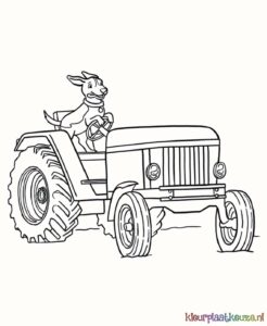 hond op tractor kleurplaat