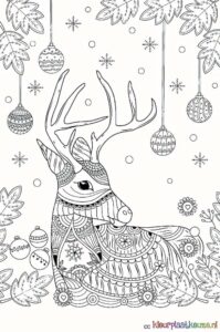 kerst rendier Zentangle kleurplaat