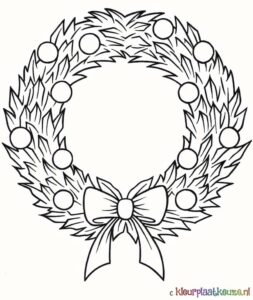kerstkrans gratis printen kleurplaat