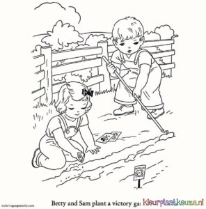 kleurplaat kinderen op boerderij