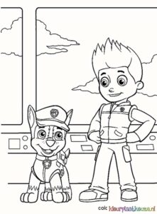 kleurplaat paw patrol chase en ryder