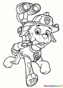 kleurplaat paw patrol marshal met waterkanon