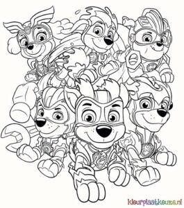 kleurplaat paw patrol mighty pups