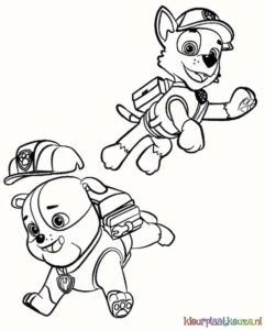 kleurplaat paw patrol rocky en rubble