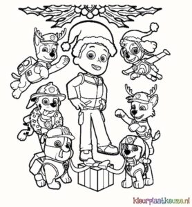 kleurplaat paw patrol ryder kerst