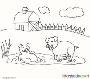 kleurplaat varkens op boerderij