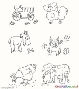 kleurplaat verschillende boerderijdieren