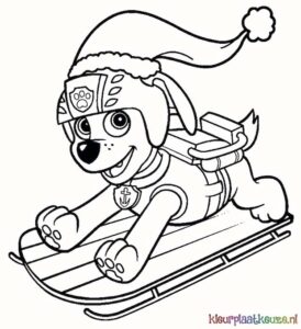 kleurplaat zuma op slee paw patrol