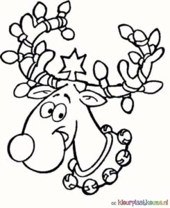 vrolijk kerst rendier kleurplaat